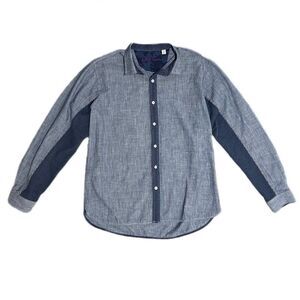 Robert Graham Men's Tailored Fit Cotton‎ Chambray Button Down Striped Blue XL